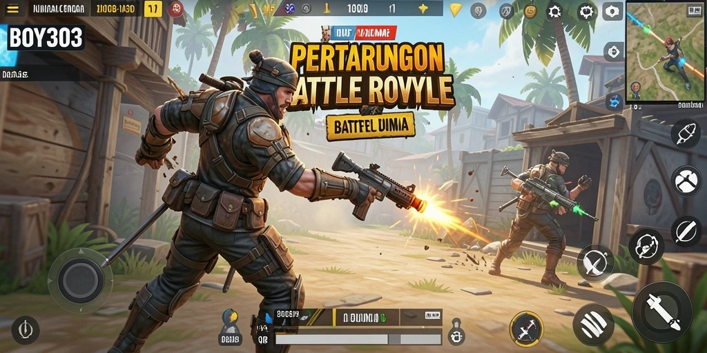 Screenshot seru dari gameplay Battle Royale BOY303 yang intens.