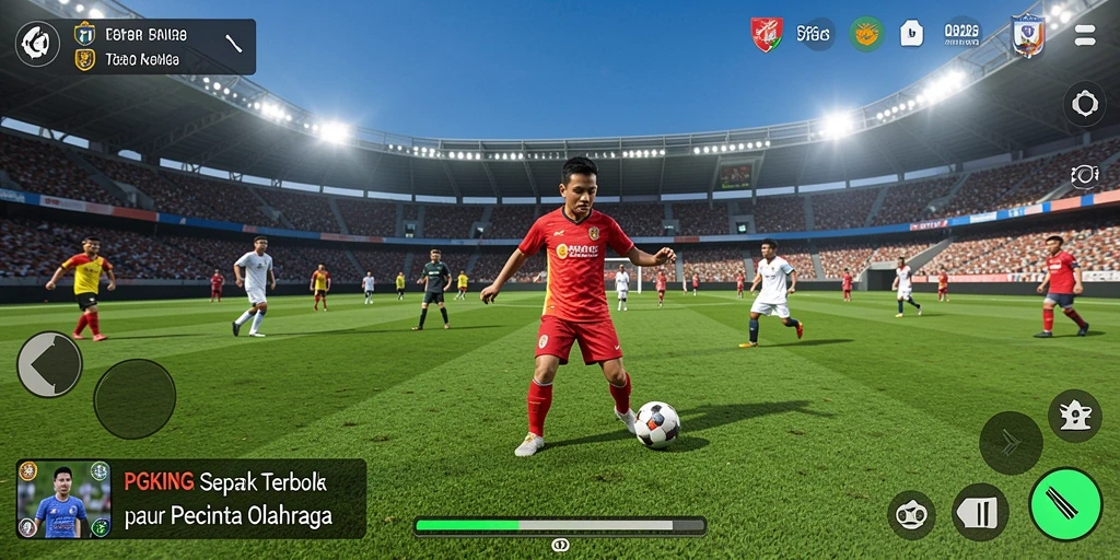 Tampilan gameplay PGKING yang menegangkan dalam pertandingan sepak bola.